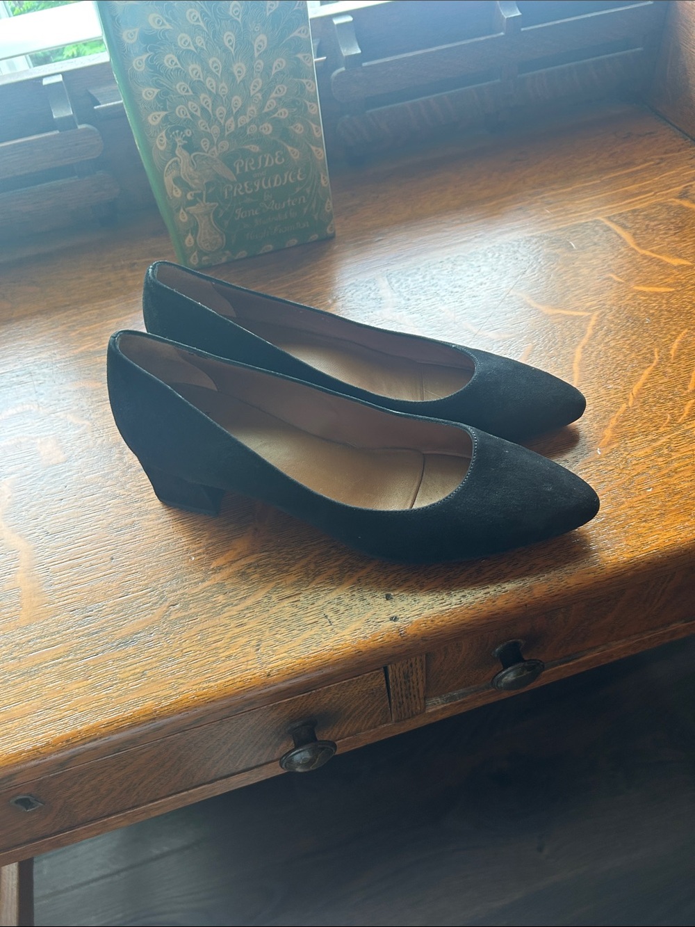Aquatalia Black Suede Low Block Heel Pumps - Picture 4 of 6